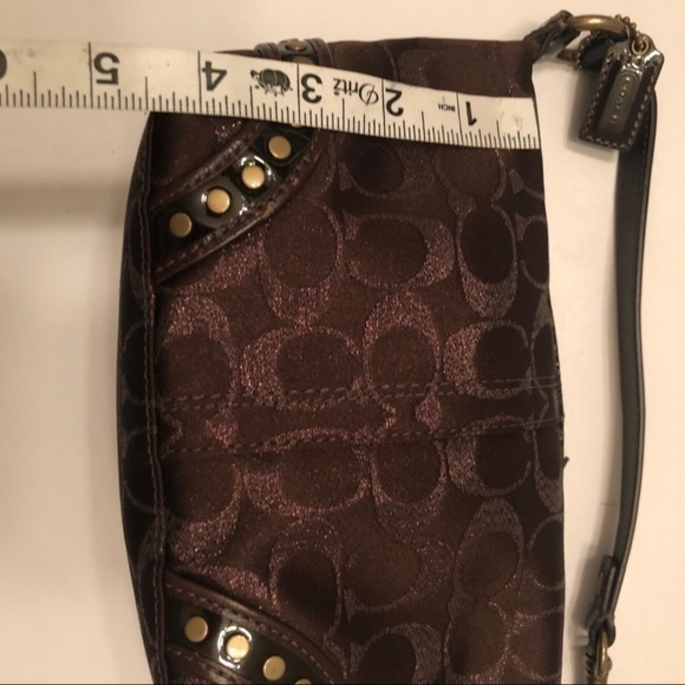 Coach lured brown metallic bronze studded mini bag - Picture 6 of 12